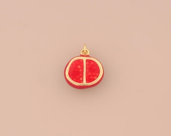 18K Gold Filled Pomegranate Pendant Gold Enamel Fruit Charms Pomegranate Charm for DIY Bracelets Necklaces Jewelry Accessories Making