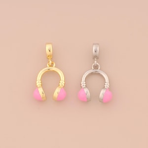 18K Gold Filled Headphone Pendant Gold Headphone Charms Enamel Headphone Charm for DIY Bracelets Necklaces Jewelry Accessories Making