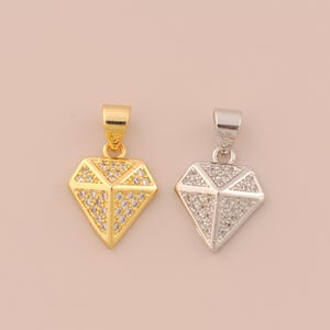 18K Gold Filled Diamond Pendant Gold Diamond Charms Diamond Charm for DIY Bracelets Necklaces Jewelry Accessories Making
