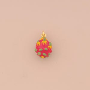 18K Gold Filled Dragon Fruit Pendant Gold Enamel Fruit Charms Dragon Fruit Charm for DIY Bracelets Necklaces Jewelry Accessories Making