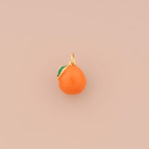 18K Gold Filled Orange Pendant Gold Enamel Fruit Charms Orange Charm for DIY Bracelets Necklaces Jewelry Accessories Making