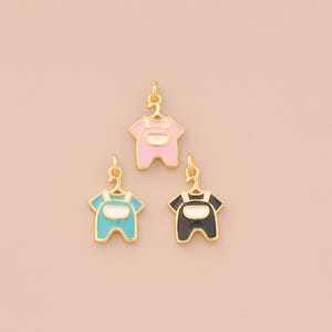 18K Gold Filled Enamel Overalls Pendant Gold Clothing Charms Overalls Charm for DIY Bracelets Necklaces Jewelry Accessories Making