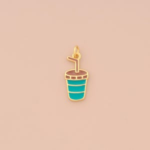 18K Gold Filled Enamel Beverage Pendant Beverage Charms Beverage Charm for DIY Bracelets Necklaces Jewelry Accessories Making