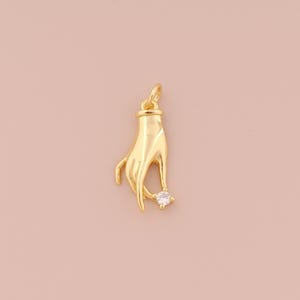18K Gold Filled Gesture Pendant Gold Hand Charms CZ Gesture Charm for DIY Bracelets Necklaces Jewelry Accessories Making