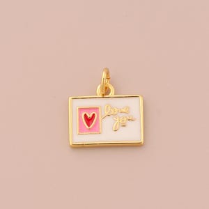 18K Gold gefüllt Herz Anhänger Gold Liebe Charme Emaille Postkarte Charme für DIY Armbänder Halsketten Schmuck Zubehör machen