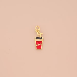 18K Gold Filled Enamel Beverage Pendant Coke Cup Charms Coke Charm for DIY Bracelets Necklaces Jewelry Accessories Making