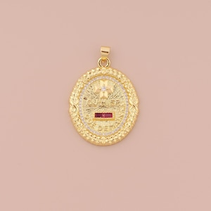 18K Gold Filled Round Pendant Gold Cross Charms CZ Letter Charm for DIY Bracelets Necklaces Jewelry Accessories Making