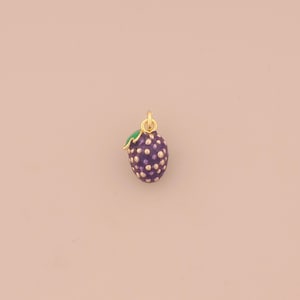 18K Gold Filled Blueberry Pendant Gold Enamel Fruit Charms Blueberry Charm for DIY Bracelets Necklaces Jewelry Accessories Making