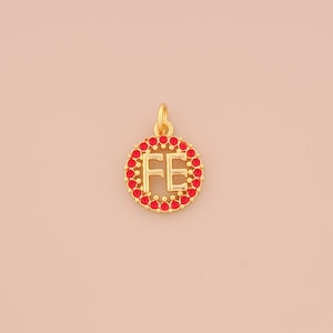 18K Gold Filled FE Pendant Gold Round Charms CZ Letter Charm for DIY Bracelets Necklaces Jewelry Accessories Making