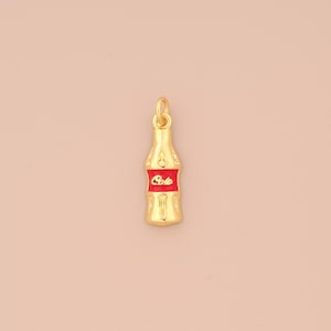 18K Gold Filled Enamel Beverage Pendant Coke Bottle Charms Coke Charm for DIY Bracelets Necklaces Jewelry Accessories Making