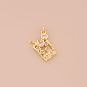 18K Gold Filled CZ Beverage Pendant Gold Beverage Charms Beverage Charm for DIY Bracelets Necklaces Jewelry Accessories Making