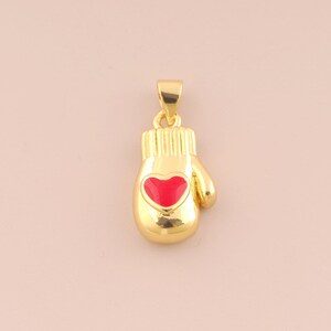 18K Gold Filled Enamel Glove Pendant Gold Heart Charms Glove Charm for DIY Bracelets Necklaces Jewelry Accessories Making