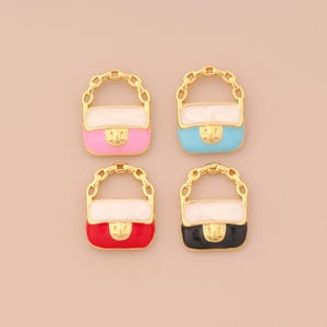 18K Gold Filled Enamel Handbag Pendant Handbag Charms Handbag Charm for DIY Bracelets Necklaces Jewelry Accessories Making