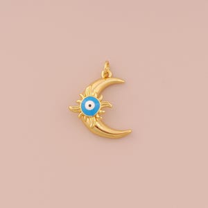 18K Gold Filled Evil Eye Pendant Gold Sun Moon Charms Enamel Celestial Charm for DIY Bracelet Necklaces Jewelry Accessories Making