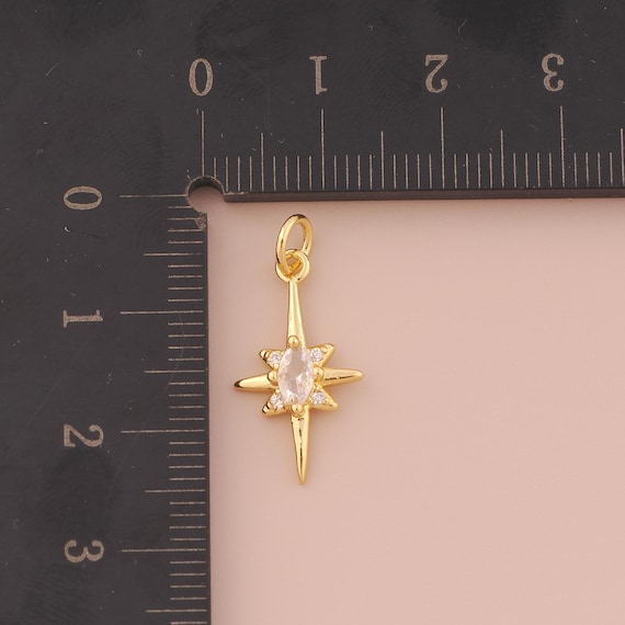 5 Pcs 18K Gold Filled Polaris Pendant Gold Polaris Charms CZ