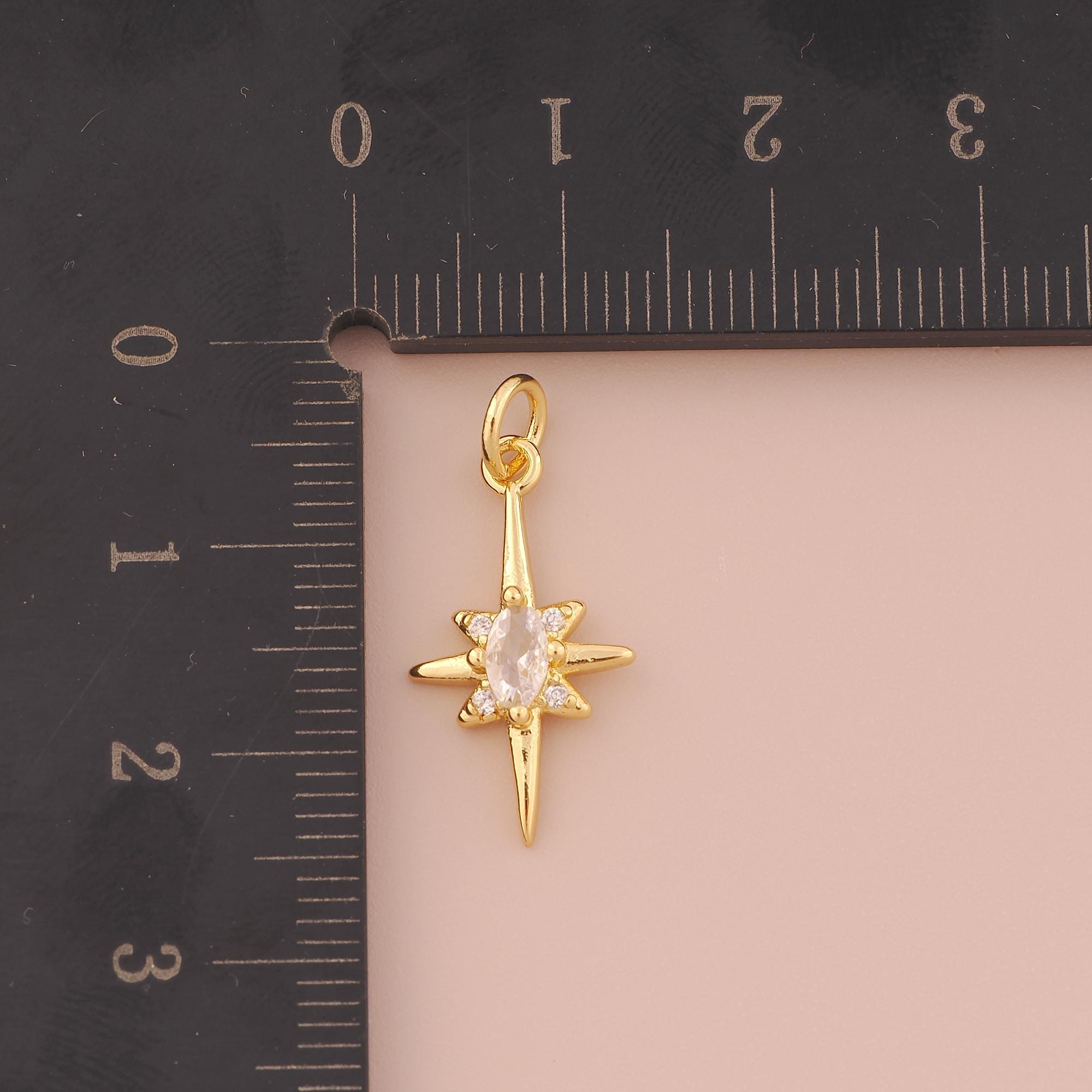 5 Pcs 18K Gold Filled Polaris Pendant Gold Polaris Charms CZ