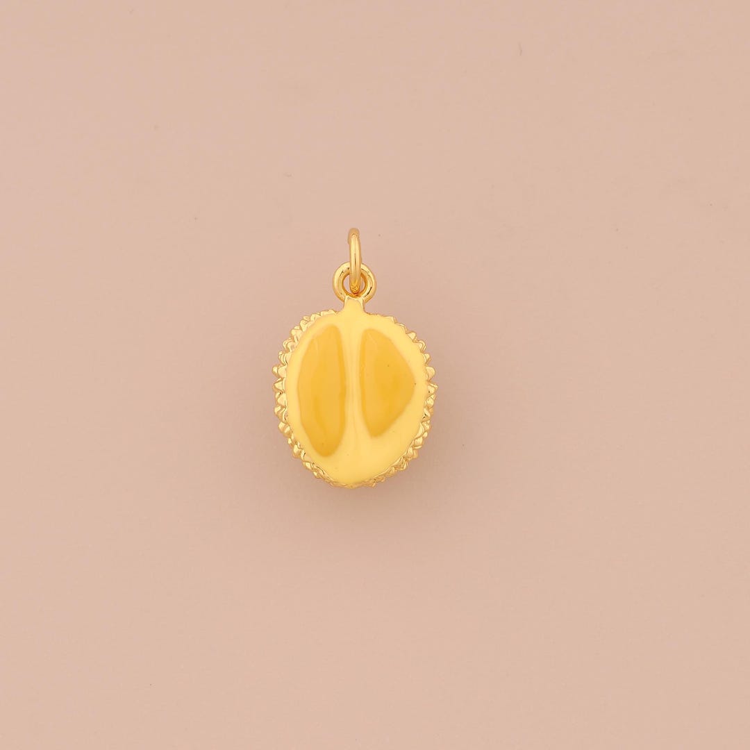 18K Gold Filled Durian Pendant Gold Enamel Fruit Charms Durian Charm ...