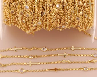 18K Gold Filled Cross Chains Gold Semi-Finished Chains Special Chains for DIY Bracelets Necklaces Jewelry Accessories Making