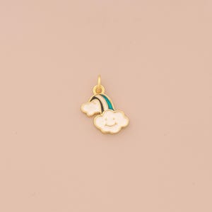 18K Gold Filled Enamel Rainbow Pendant Gold Cloud Charms Rainbow Charm for DIY Bracelets Necklaces Jewelry Accessories Making
