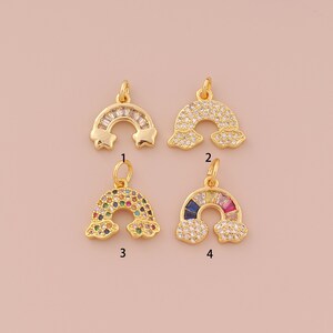 18K Gold Filled Rainbow Pendant Gold Rainbow Charms CZ Rainbow Charm for DIY Bracelets Necklaces Jewelry Accessories Making