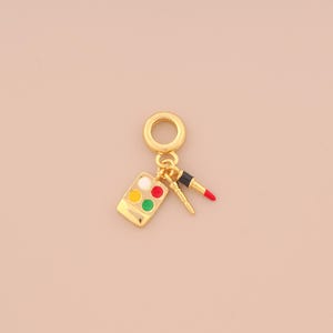 18K Gold Filled Enamel Makeup Plate Pendant Gold Lipstick Charms Makeup Box Charm for DIY Bracelets Necklaces Jewelry Accessories Making