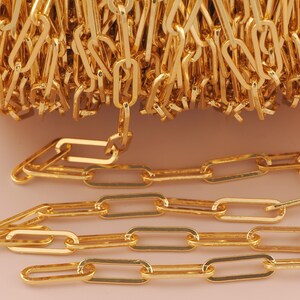 18K Gold Filled Paper Clip Ketten Gold Halbfertige Ketten Spezielle Ketten für DIY Armbänder Halsketten Schmuck Zubehör Herstellung