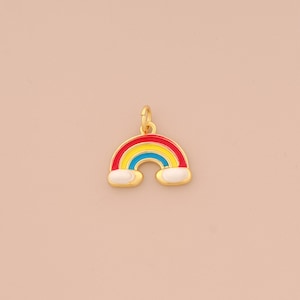 18K Gold Filled Enamel Rainbow Pendant Cloud Charms Rainbow Charm for DIY Bracelets Necklaces Jewelry Accessories Making
