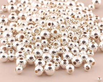Sterling Silver Round Ball Spacer Beads 925 Sterling Silver Round Beads Ball Beads for DIY Bracelets Necklaces Jewelry Accessories Making