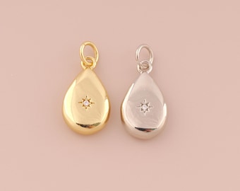 18K Gold Filled Water Drop Pendant Gold Tear Drop Charms Water Drop Charm for DIY Bracelets Necklaces Jewelry Accessories Making