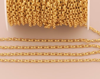 18K Gold Filled Rolo Chains Gold Semi-Finished Chains Special Chains for DIY Bracelets Necklaces Jewelry Accessories Making
