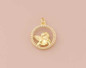 18K Gold Filled Baby Angel Hanger Gold Cupido Charms CZ Engelenvleugels Charm voor DIY Armbanden Kettingen Sieraden Accessoires Maken