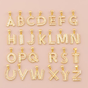 18K Gold Filled Initial Pendant Gold Letter Charms CZ Initial Charm for DIY Bracelets Necklaces Jewelry Accessories Making