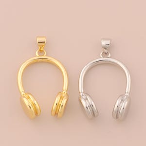 18K Gold Filled Headphone Pendant Gold Headphone Charms Headphone Charm for DIY Bracelets Necklaces Jewelry Accessories Making
