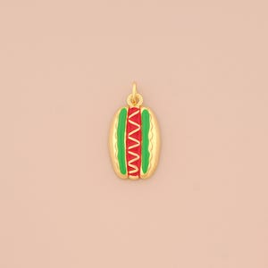 18K Gold Filled Enamel Hot Dog Pendant Hot Dog Charms Hot Dog Charm for DIY Bracelets Necklaces Jewelry Accessories Making