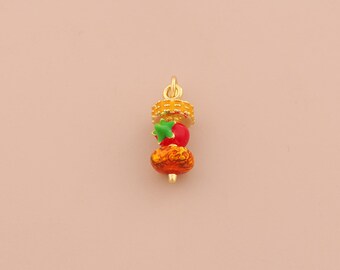 18K Gold Filled Enamel Barbecue Pendant Kebab Charms BBQ Charm for DIY Bracelets Necklaces Jewelry Accessories Making
