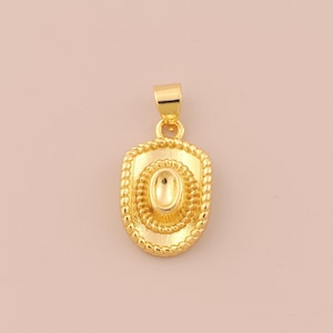 18K Gold Filled Cowboy Hat Pendant Gold Cowboy Hat Charms Cowboy Hat Charm for DIY Bracelets Necklaces Jewelry Accessories Making