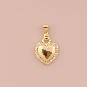 18K Gold Filled Heart Pendant Gold Love Charms CZ Heart Charm for DIY Bracelets Necklaces Jewelry Accessories Making