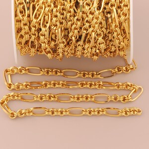 18K ゴールドフィルドフィガロチェーン ゴールド半完成チェーン DIY ブレスレット ネックレス ジュエリーアクセサリー作りのための特別なチェーン