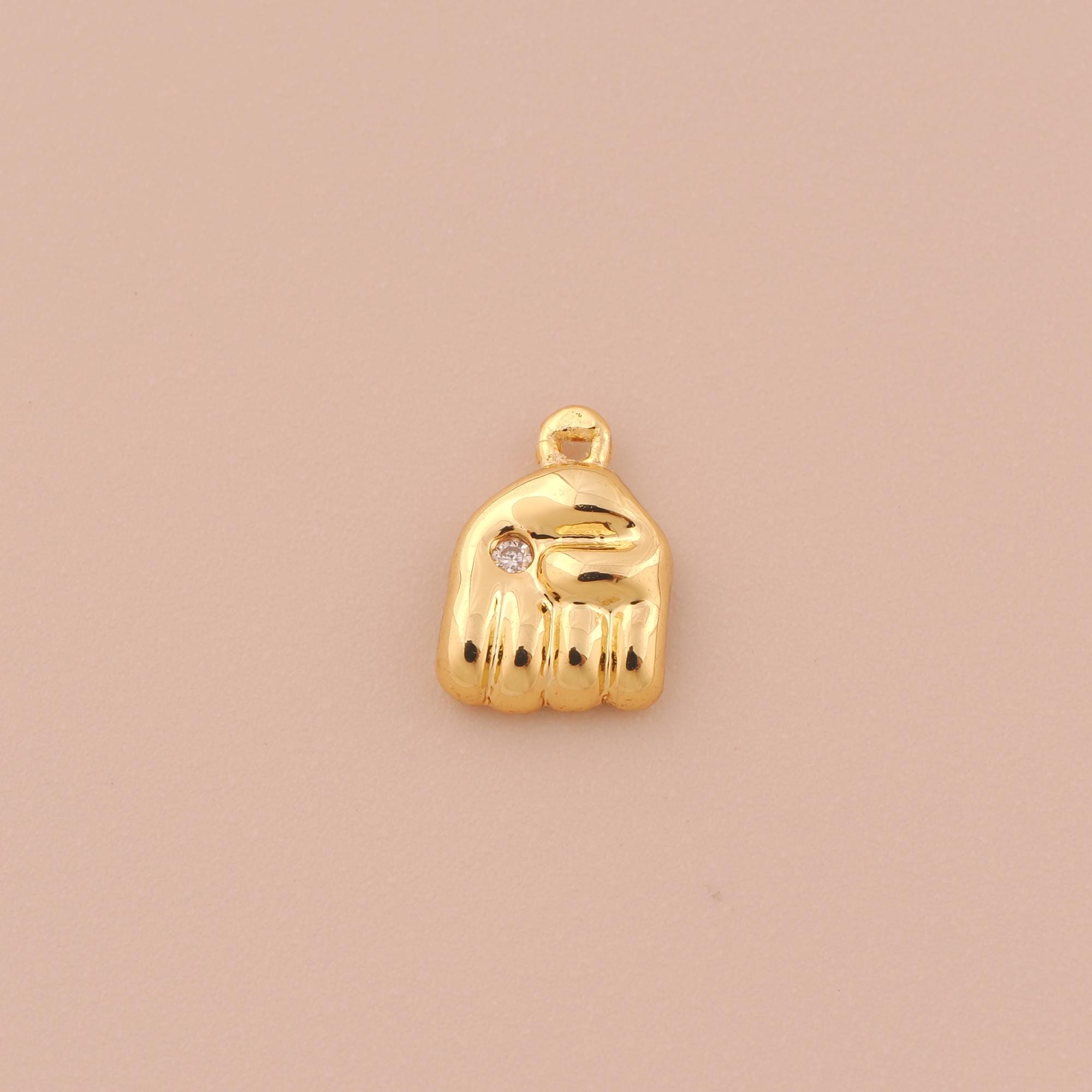 18K ゴールドフィルド フィストペンダント ゴールドジェスチャー 