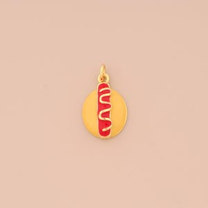 18K Gold Filled Enamel Hot Dog Pendant Hot Dog Charms Hot Dog Charm for DIY Bracelets Necklaces Jewelry Accessories Making