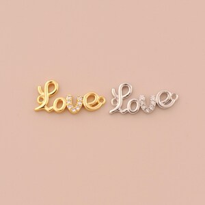18K Gold Filled Love Connectors Gold Letter Connectors CZ Letter Connectors for DIY Bracelets Necklaces Jewelry Accessories Making