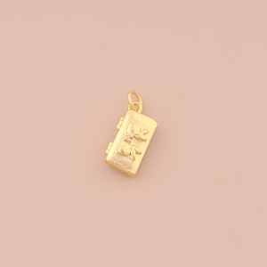 18K Gold Filled Box Pendant Gold Bow Charms Box Charm for DIY Bracelets Necklaces Jewelry Accessories Making