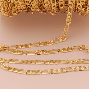 18K ゴールドフィルドフィガロチェーン ゴールド半完成チェーン DIY ブレスレット ネックレス ジュエリーアクセサリー作りのための特別なチェーン