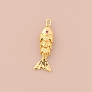 18K Gold Filled Movable 3D Articulated Fish Pendant Gold CZ Fish Charms Fish Charm for DIY Bracelets Necklaces Jewelry Accessories Making