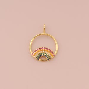 18K Gold Filled Rainbow Pendant Gold Rainbow Charms CZ Rainbow Charm for DIY Bracelets Necklaces Jewelry Accessories Making