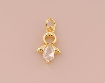 18K Gold Filled Baby Angel Hanger Gold Cupido Charms CZ Engelenvleugels Charm voor DIY Armbanden Kettingen Sieraden Accessoires Maken