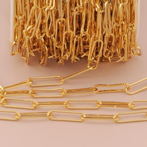 18K Gold Filled Paper Clip Ketten Gold Halbfertige Ketten Spezielle Ketten für DIY Armbänder Halsketten Schmuck Zubehör Herstellung