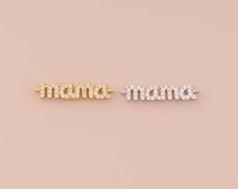 18K Gold Filled MAMA Connectors Gold Letter Connectors CZ Mama Connectors for DIY Bracelets Necklaces Jewelry Accessories Making
