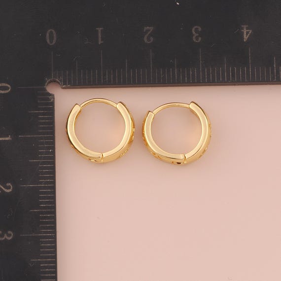 18K Gold Filled Flower Earrings Hugging Hoop Earrings CZ Dainty