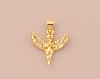 18K Gold Filled Baby Angel Hanger Gold Cupido Charms CZ Engelenvleugels Charm voor DIY Armbanden Kettingen Sieraden Accessoires Maken